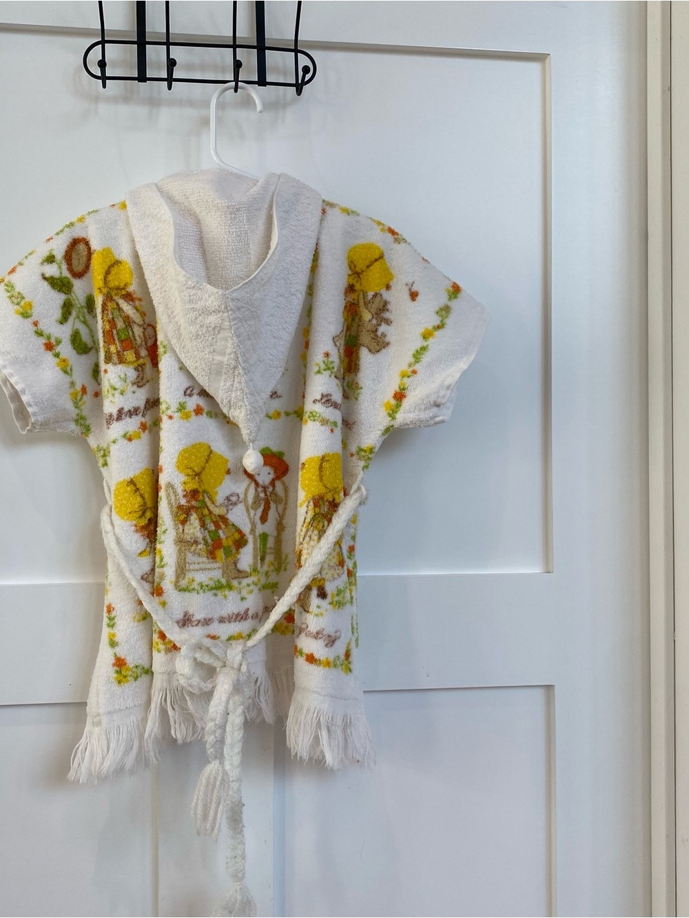 Hollie Hobby Vintage 70s Kids Hooded Terry Towel/Robe with Yellow Print - size?